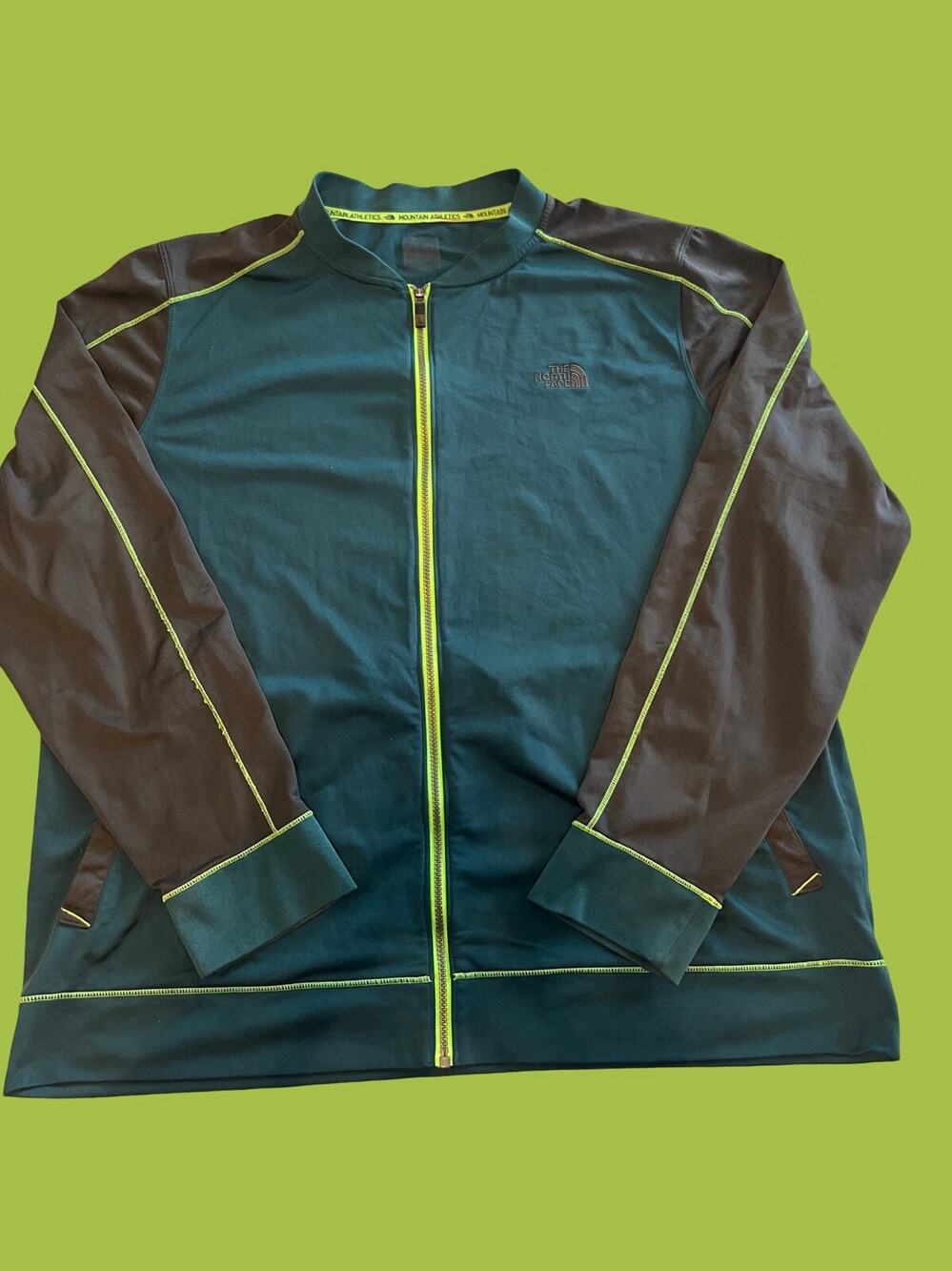 THE NORTH FACE Mountain Athletics Men's Large Track Jacket, Full Zip, Green/Blue